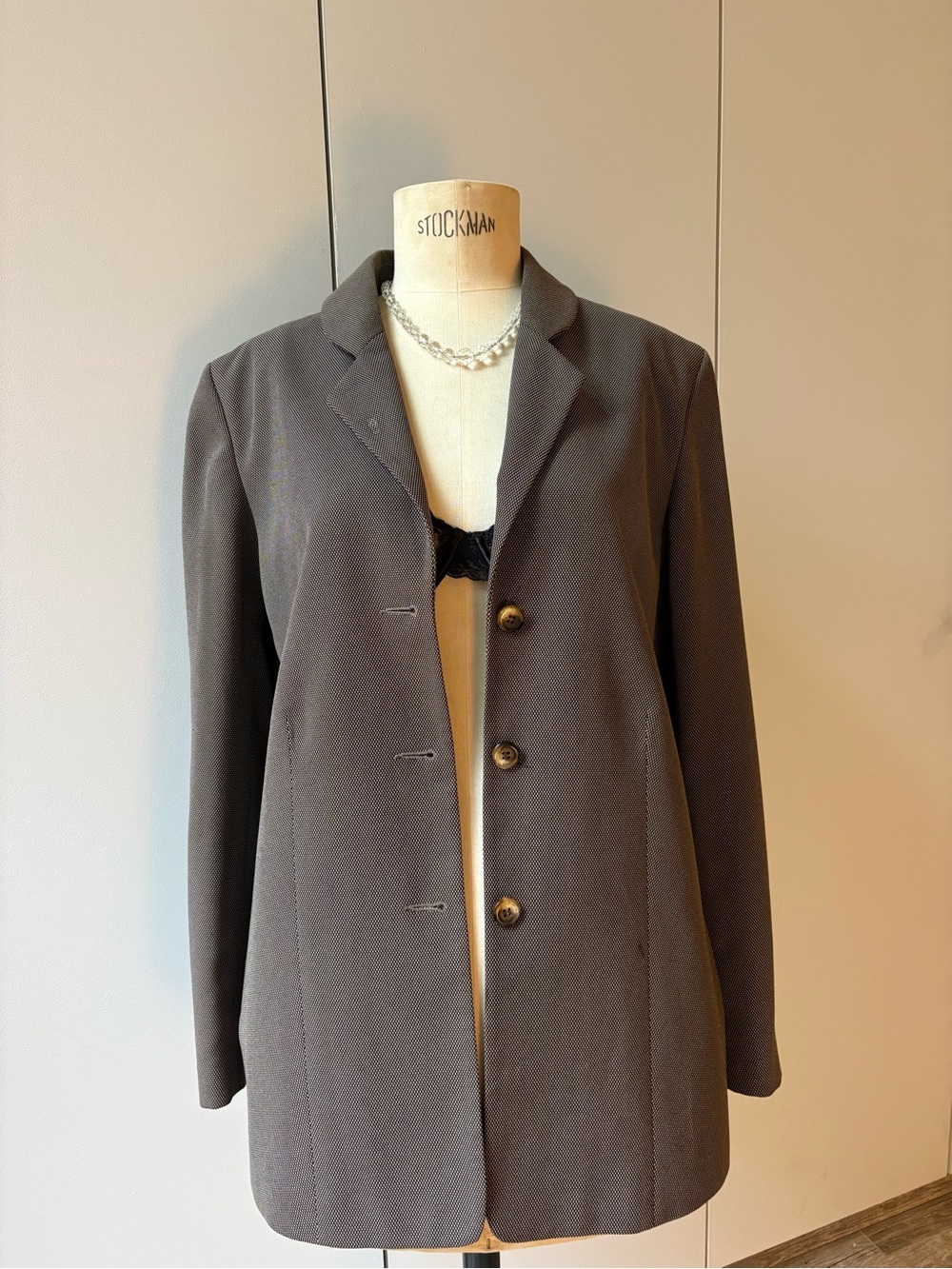Vintage Gray Single-Breasted Blazer Jacket